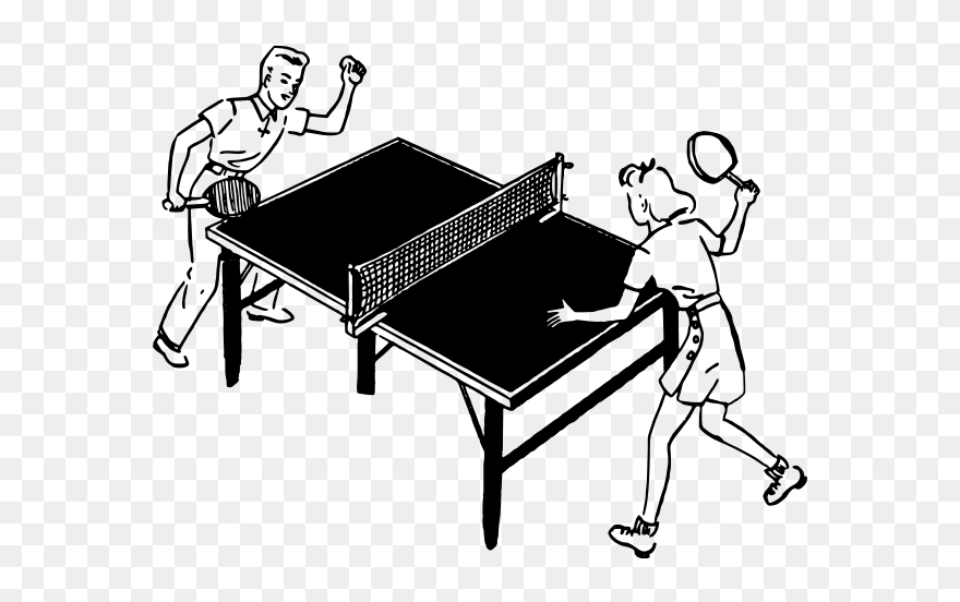 Kids Play Table Tennis - Ping Pong Clipart