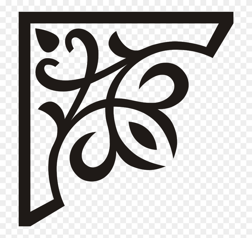 Corner Ornament Black Up Left - Corner Ornaments Vector Png Clipart