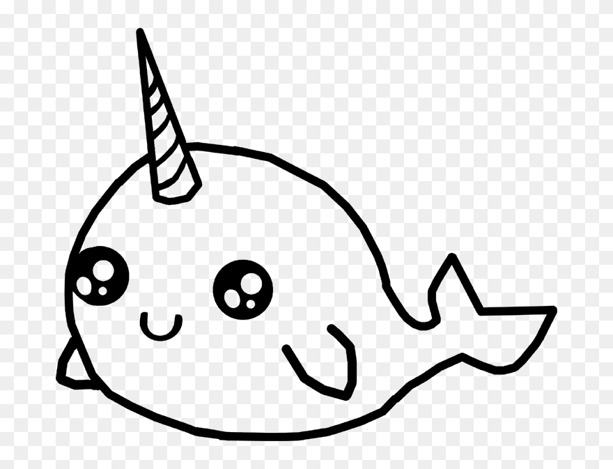 Cute Narwhal Coloring Page Clipart
