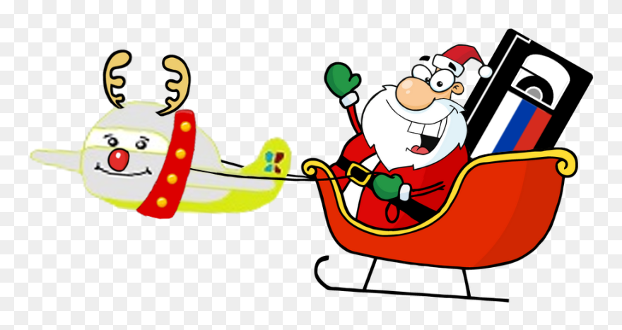 Santa Sleigh Cartoon Png Clipart