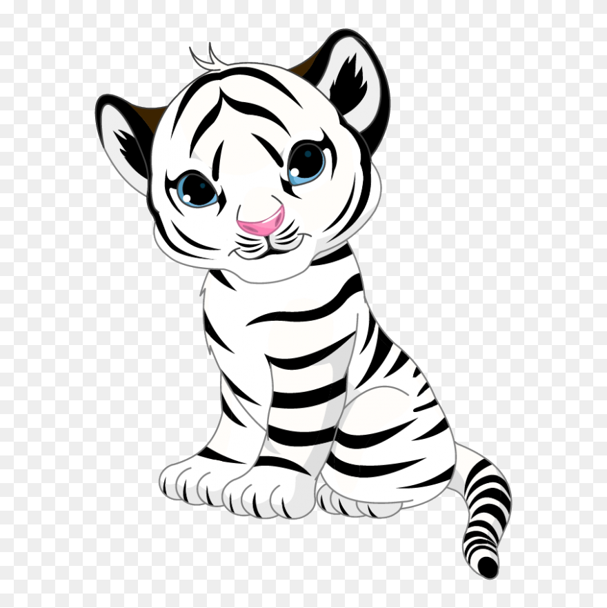 Drawing Tigers Cute Baby - Cartoon Baby White Tiger Clipart
