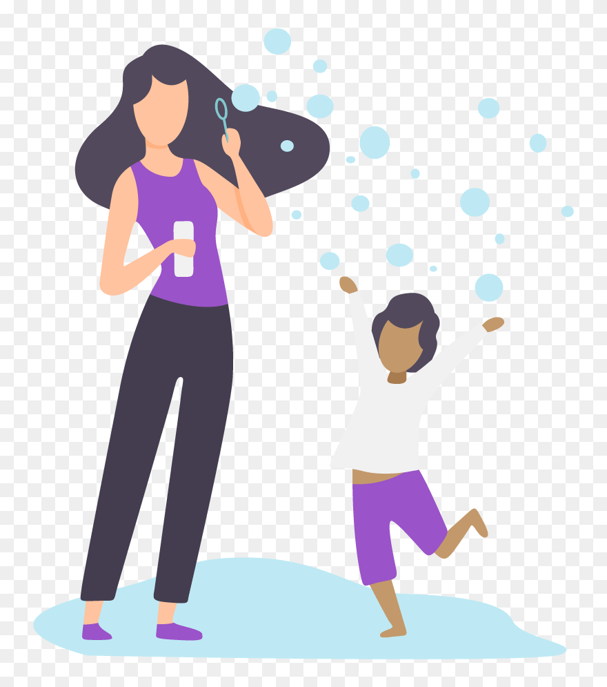 Mother Child Blowing Bubbles Clipart - Png Download