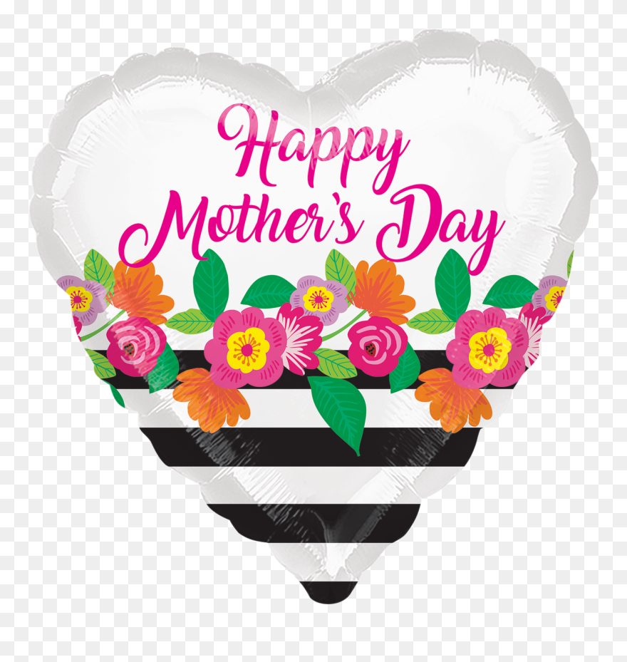 18"a Happy Mother"s Day, Flowery Stripes Clipart
