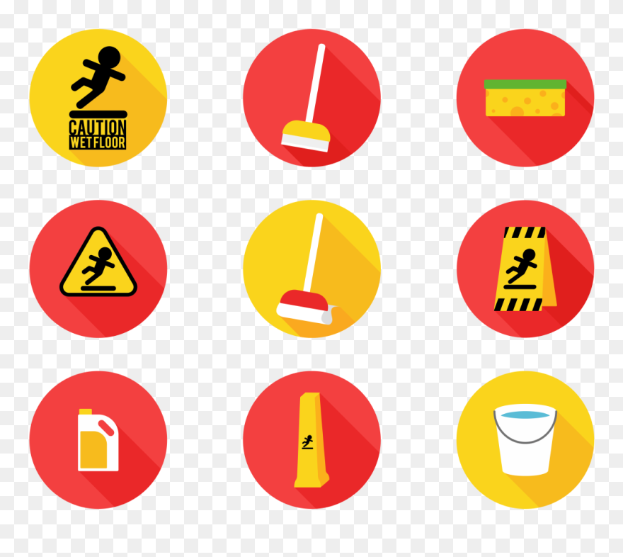 Wet Floor Sign Flat Icons Vector - Transparent Wet Floor Sign Png Clipart