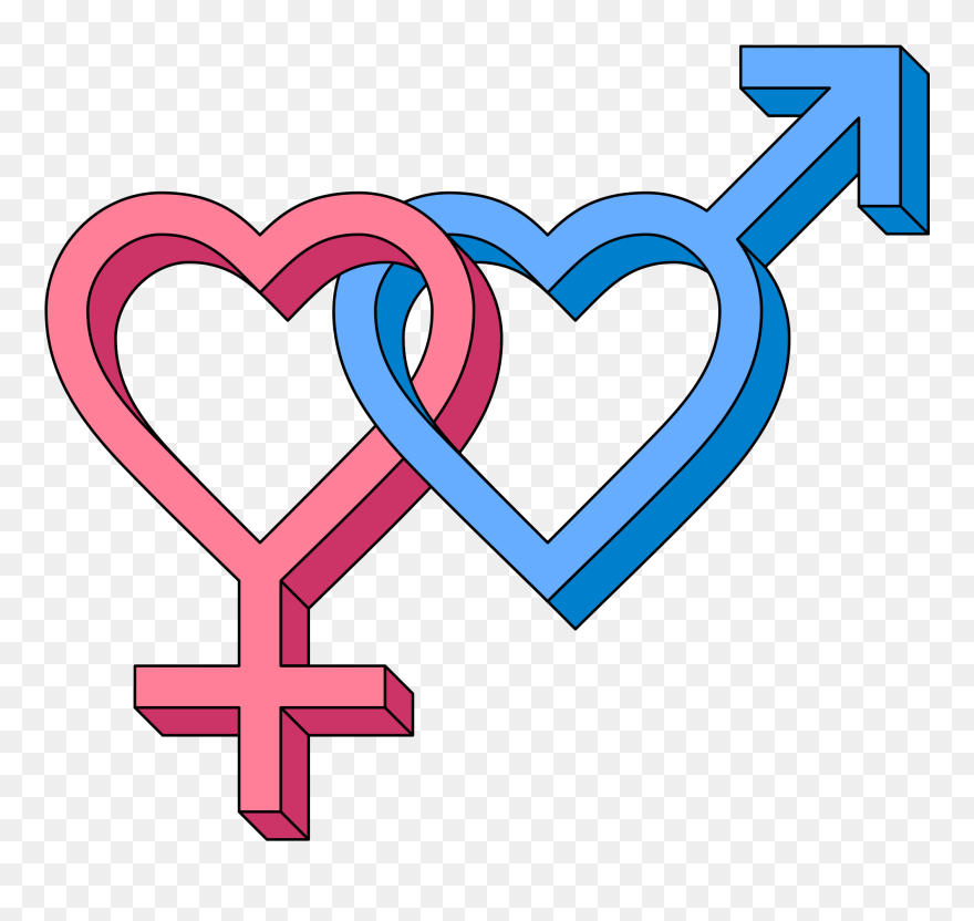 3d Isometric Intertwined Gender Hearts Clipart - Bisexual Symbols - Png Download