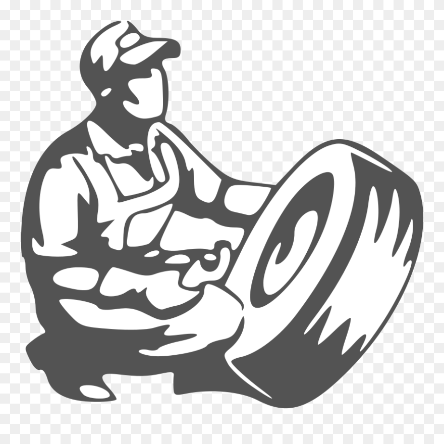 Mechanic Clipart Black And White - Tire Guy Clipart Black And White - Png Download