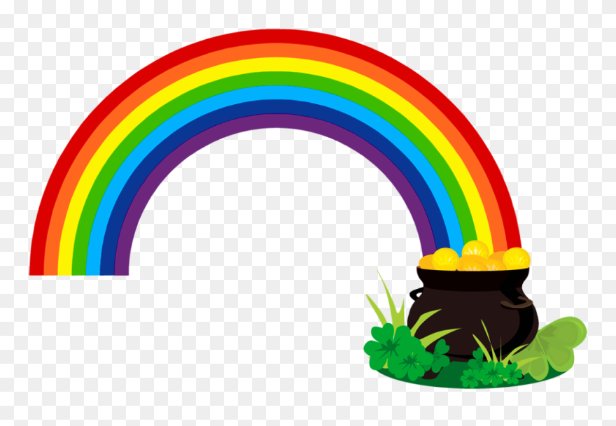 Free Pot Of Gold Clipart, Download Free Clip Art, Free - Cartoon Rainbow And Pot Of Gold - Png Download