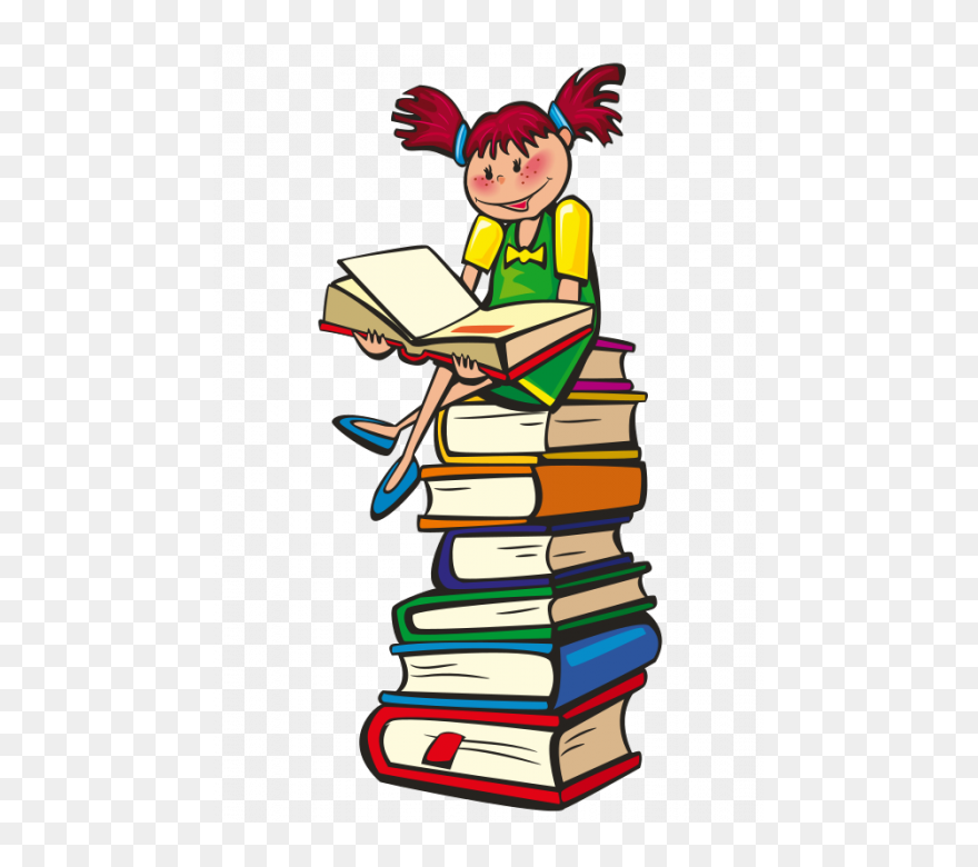 Girl Reading - Lot Of Books Clipart - Png Download