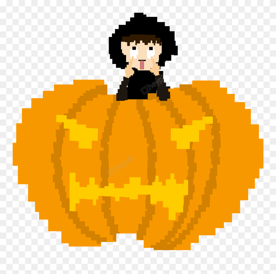 Vintage Pixelated Halloween Pumpkin Boy Design Image - Pumpkin Pixel Art Png Clipart