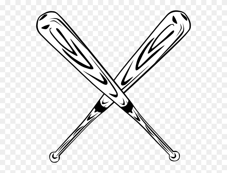 Baseball Logo Clipart Free Black And White Graphic - Baseball Bats Crossed Clipart - Png Download
