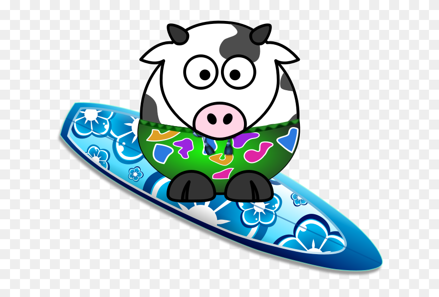 Clipart - Surfer Cow - Cow Cilpart - Png Download