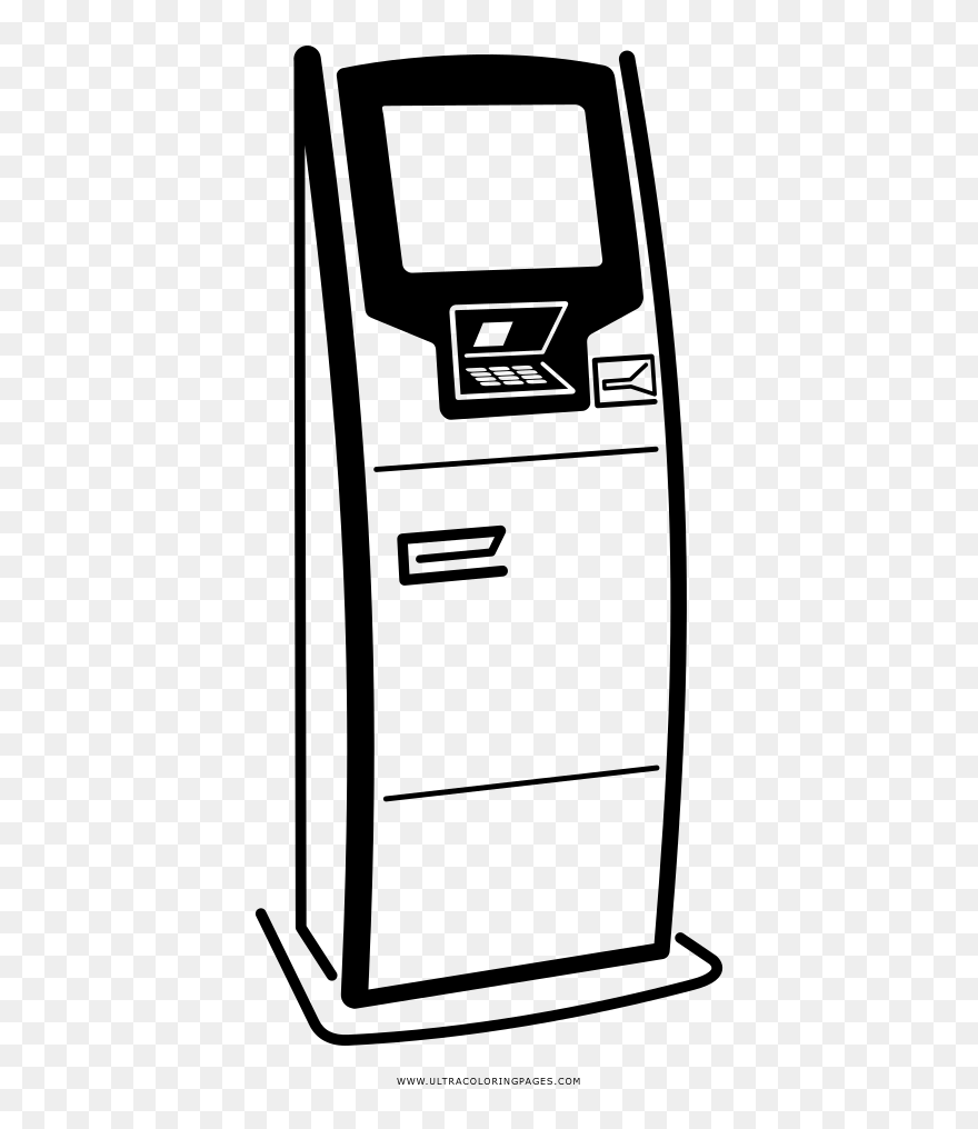 Atm Coloring Page - Dibujo Cajero Automatico Clipart