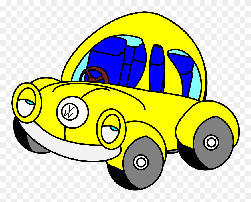 Sleepy Vw Beetle Clipart - Yellow Beetle Cartoon - Png Download