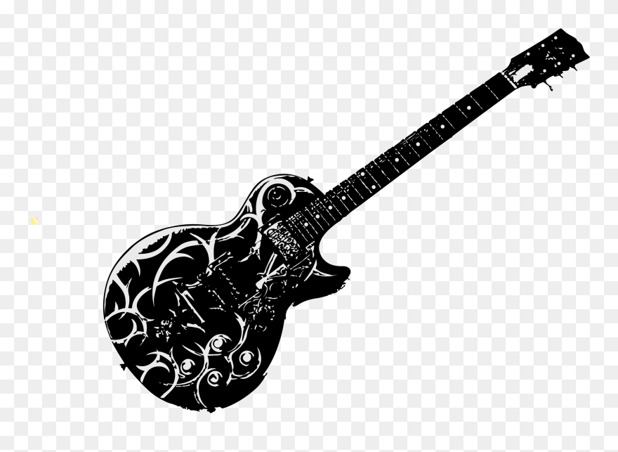 Electric Ukulele Painted Guitar Vector Acoustic Clipart - Painted Black & White Guitar - Png Download