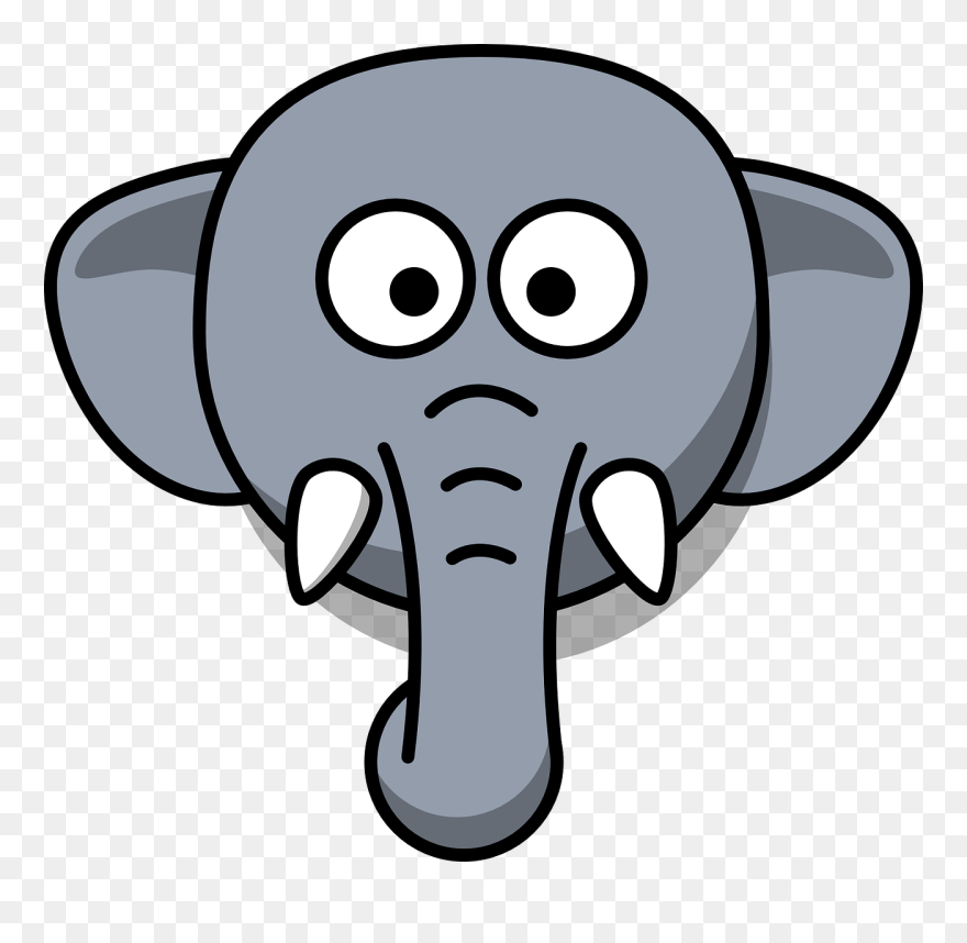 Elephant Head Svg Clip Arts - Cartoon Elephant Face Drawing - Png Download