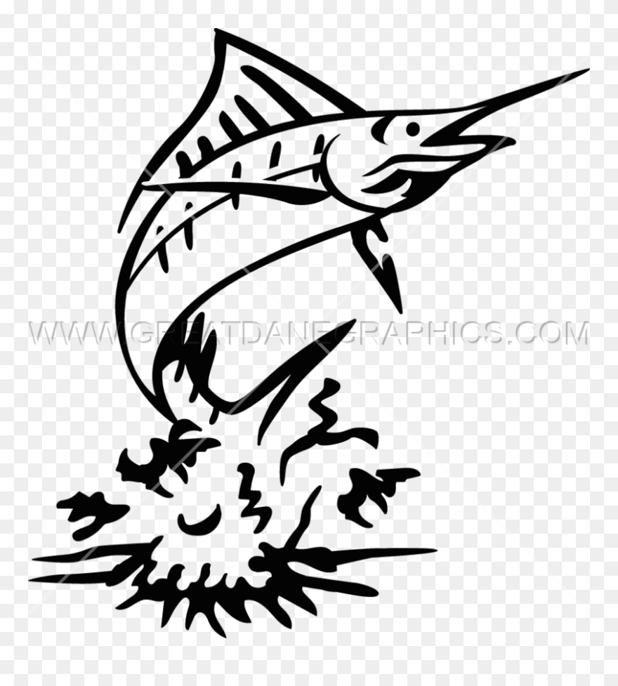 Marlin Fish Clipart Banner Library Download Marlin - Black And White Pictures Of Marlin Fish - Png Download