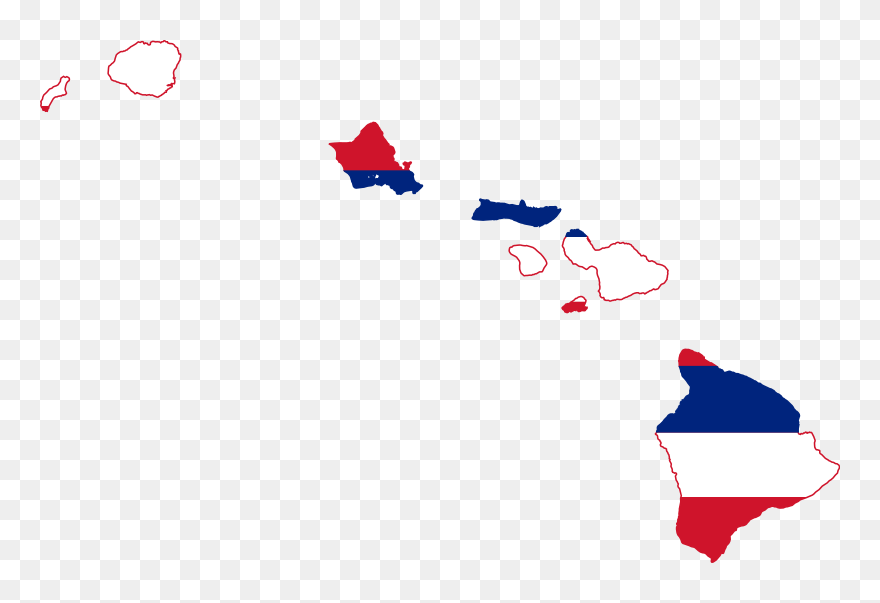 Hawaii Map With Flag Clipart
