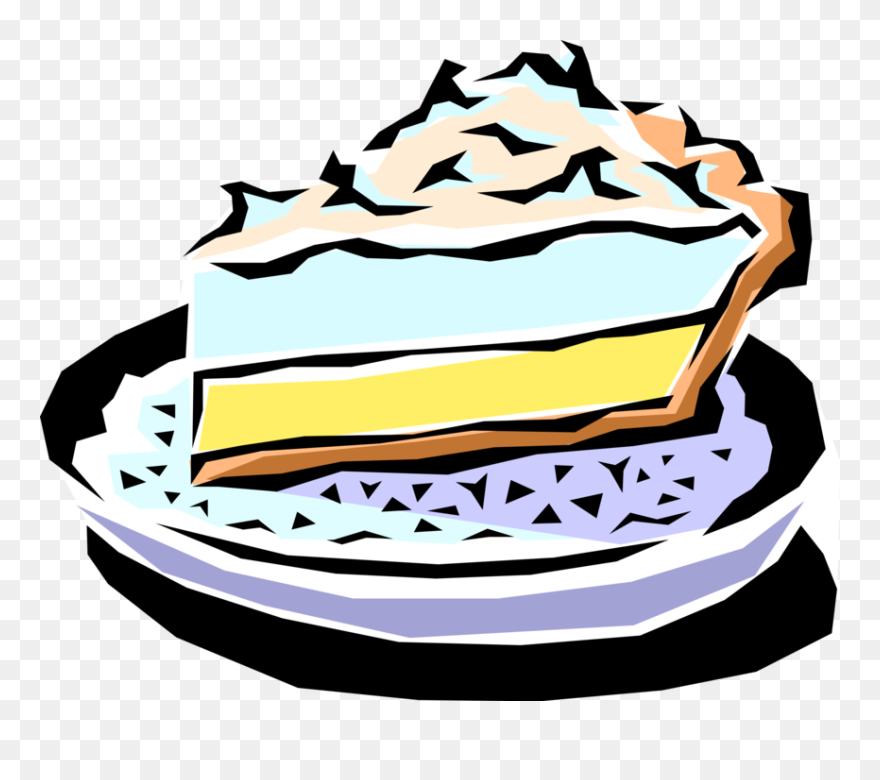 Vector Illustration Of Slice Of Lemon Meringue Pie - Piece Of Pie Clipart