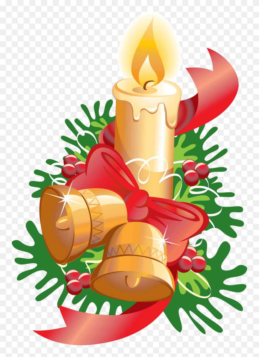 Candle Png Image - Christmas Candle With Bells Clipart