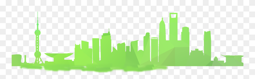 Shanghai Chicago Skyline Silhouette - Green Building Silhouette Png Clipart
