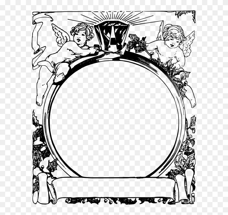 Cupid Ring Frame Vector Drawing - Cupid Frame Clipart