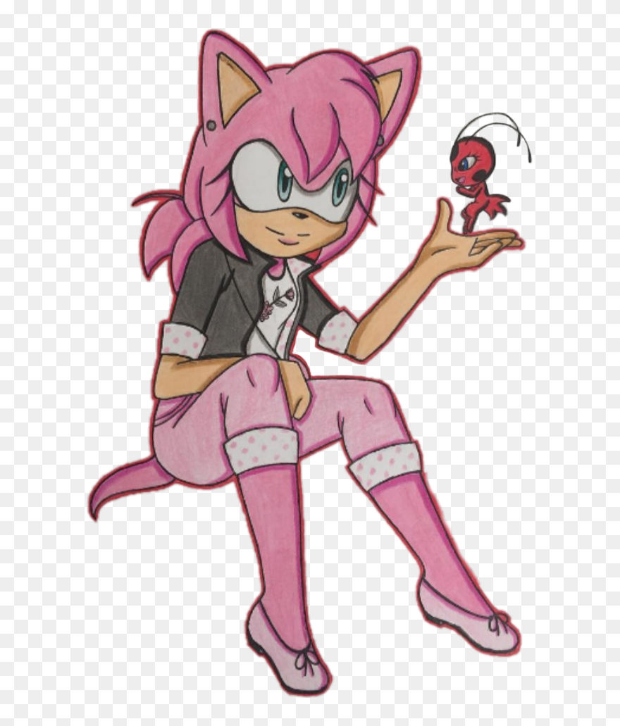#sonicthehedgehog #amy #marinette #kwame #crossover - Sonic And Amy As The Cat Noir Clipart