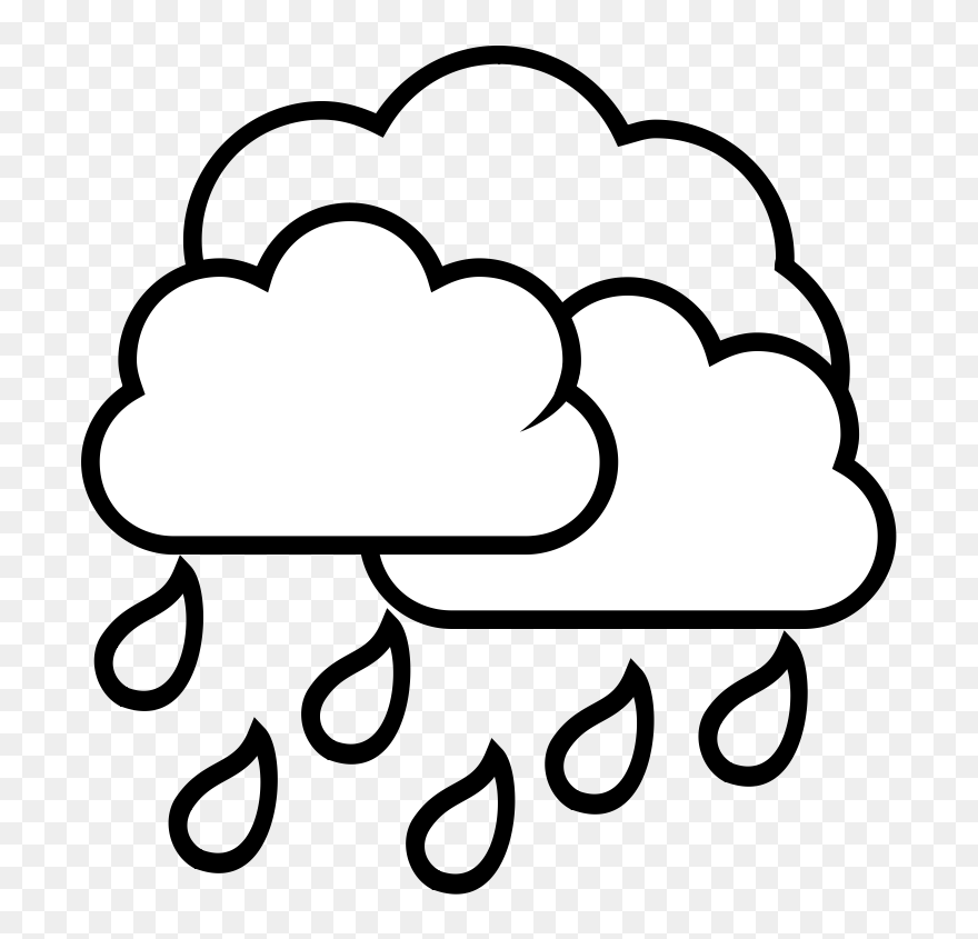 Rain Cloud Drop Clip Art - Clip Art Rain Black And White - Png Download
