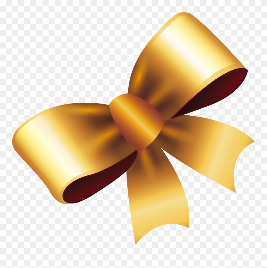 Ribbon Gold Gift - Bow Gold Ribbon Png Clipart