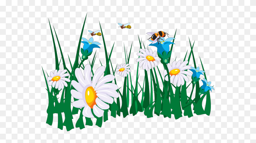 Bees Pollenating Png Images - Flowers And Bees Clip Art Transparent Png