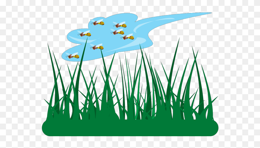 Bees Flying Over Grass Png Images - Bee Grass Cartoon Png Clipart