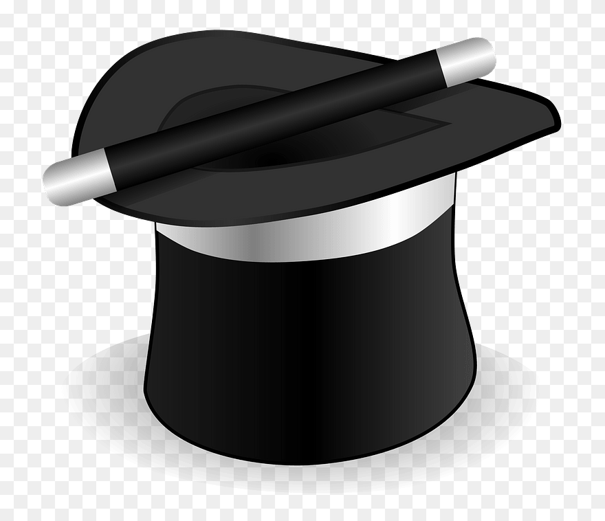 Magic Hat And Wand Clipart - Top Hat And Magic Wand - Png Download
