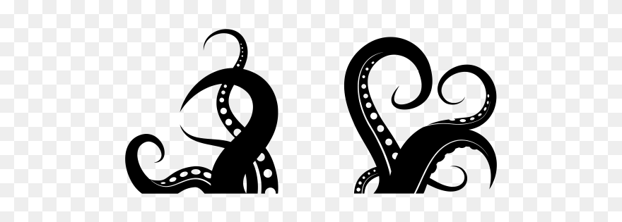 Octopus Silhouette Tentacle Clip Art - Octopus Arms Clipart - Png Download
