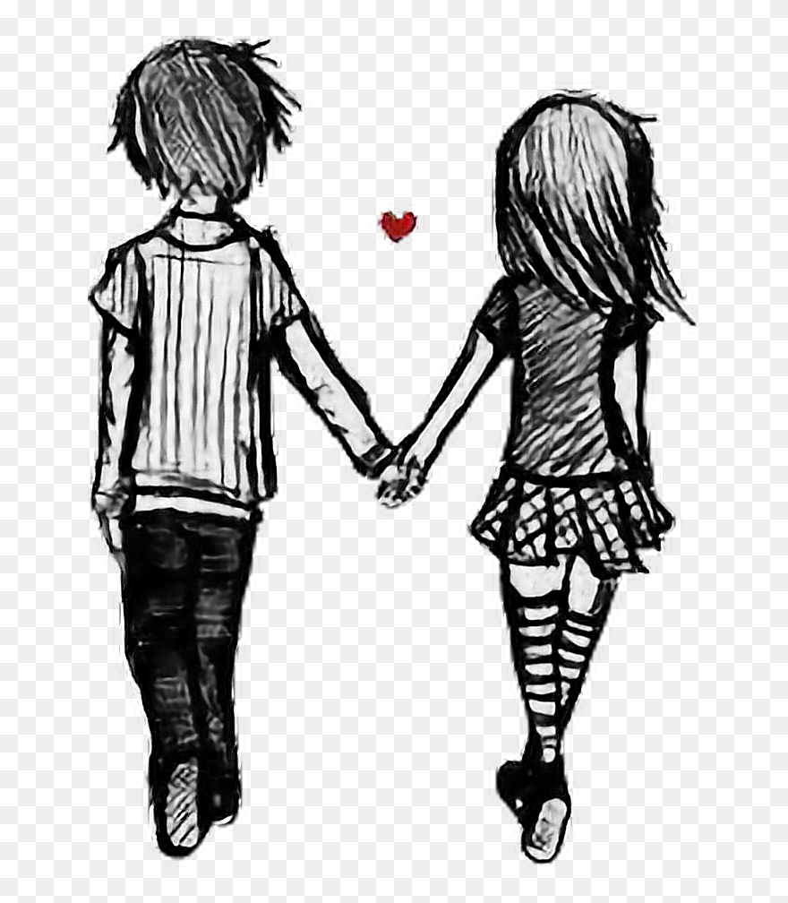 Bf Gf Together Couple Love Drawing Cute Ship Borfriend - Boyfriend And Girlfriend Drawing Clipart