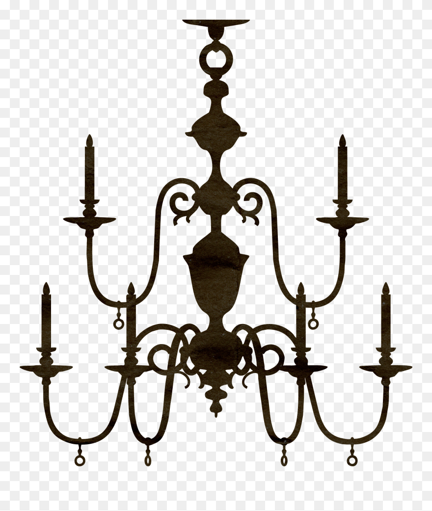 Chandelier Silhouette Clip Art - Art Deco Chandelier Silhouette - Png Download