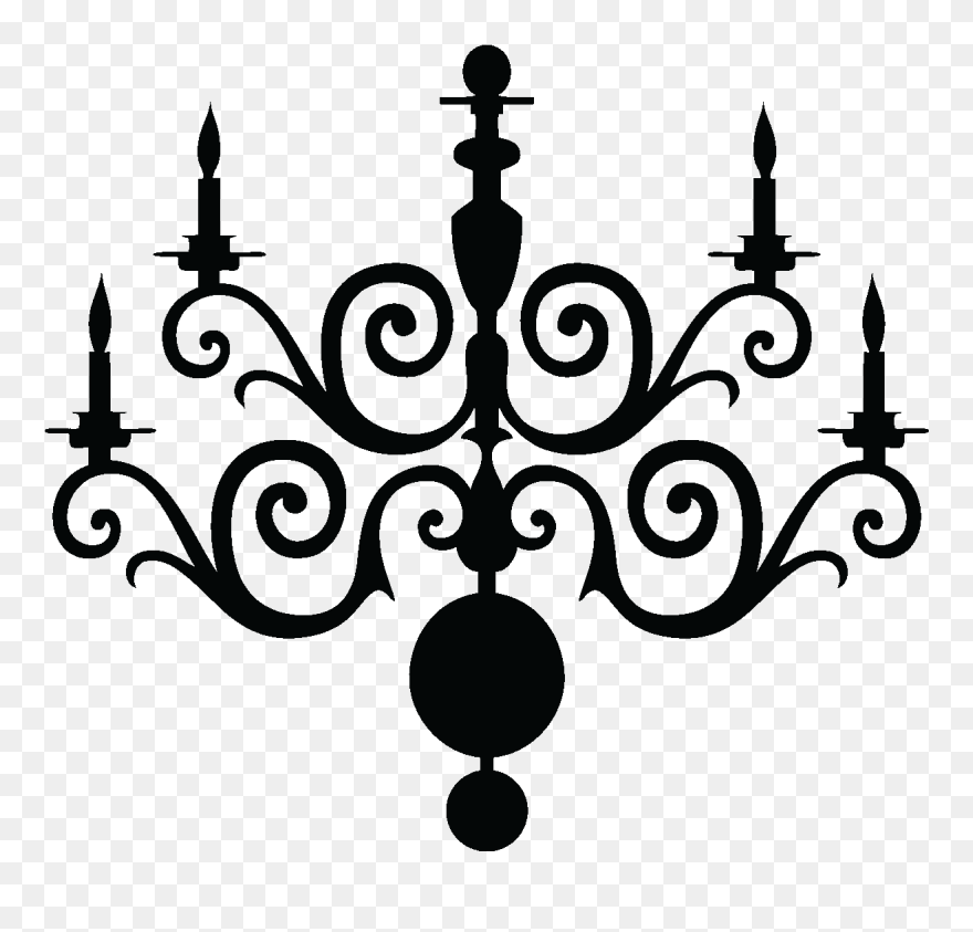 Chandelier Light Silhouette - Candle Stick Candlebra Silhouette Clipart