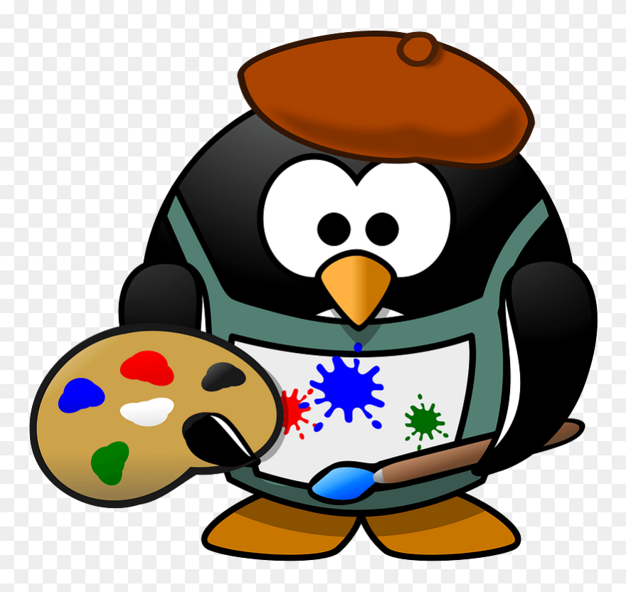 Painter Penguin Clipart - Penguin Artist Clipart - Png Download