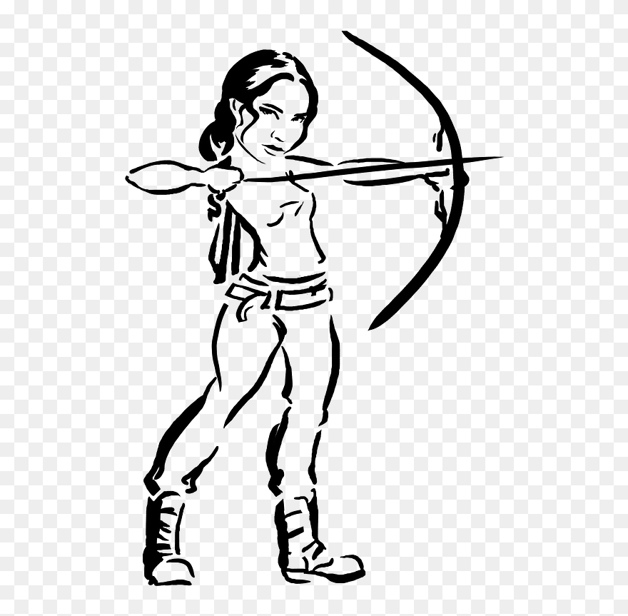 Female Archer Clipart - Bow And Arrow Hunger Games Drawing - Png Download
