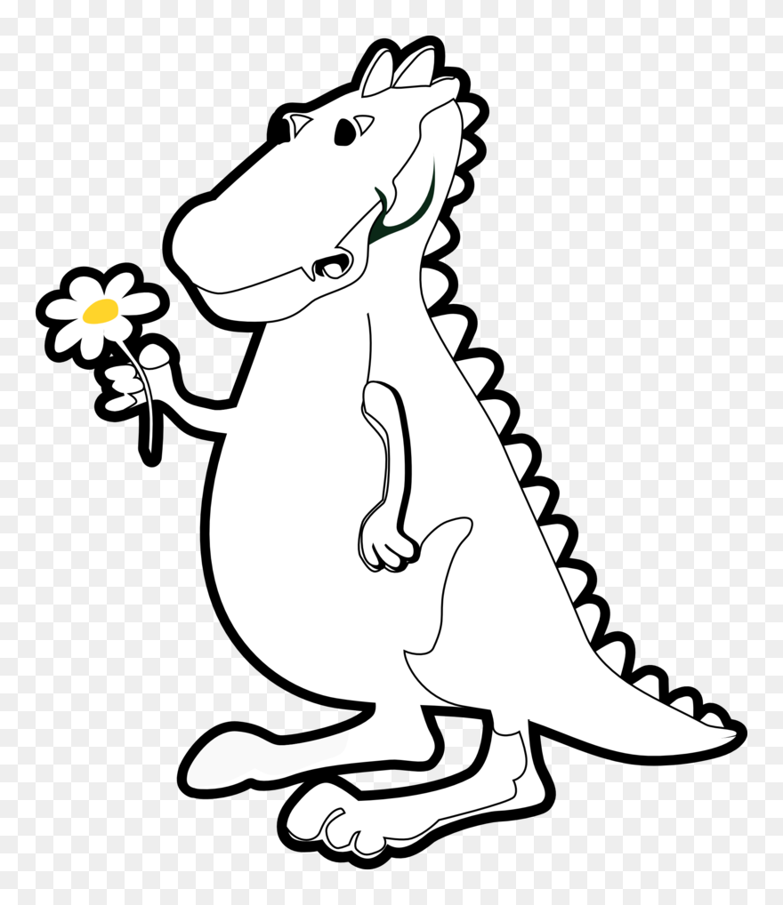 Trex Clipart Black And White - Dinosaurs White And Black Background - Png Download