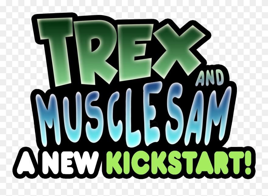 Trex And Muscle Sam A New Kickstart Demo - Graphic Design Clipart