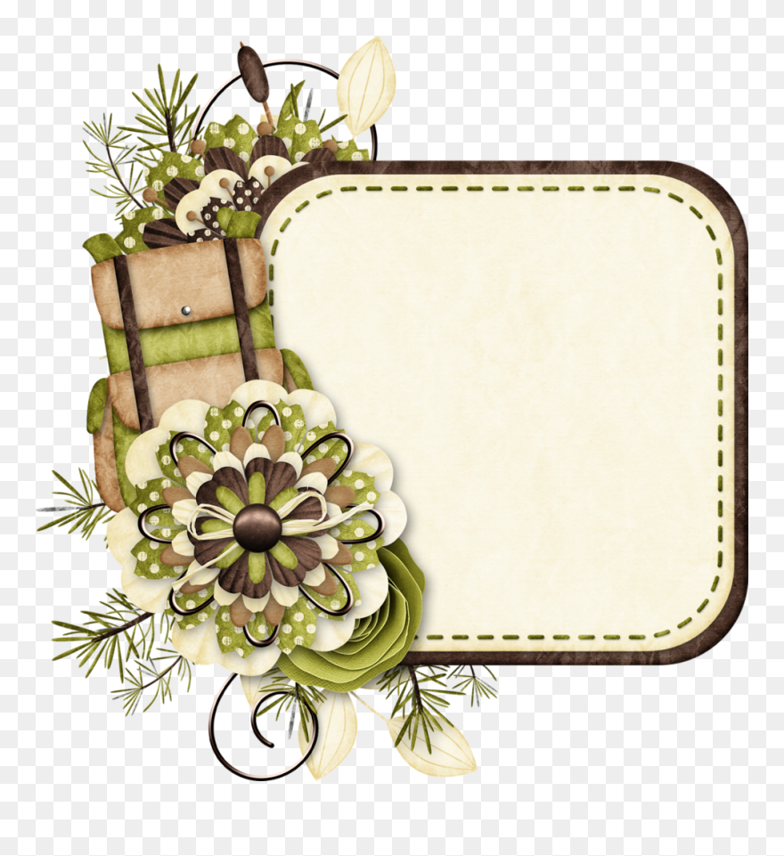 Beige Floral Picture Frames Clipart