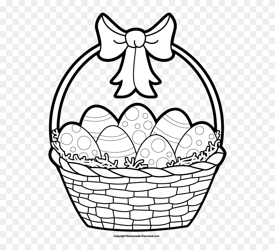 Basket Of Apples Clipart Black And White - Easter Egg Black And White - Png Download