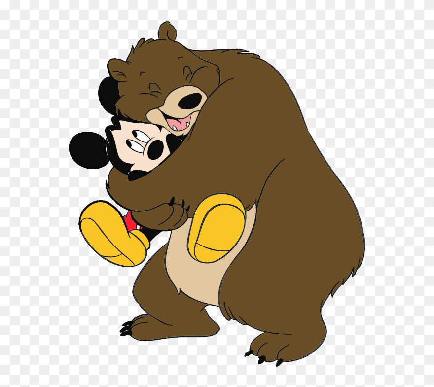 Cartoon Hug Clipart - Mickey Mouse And Bear - Png Download