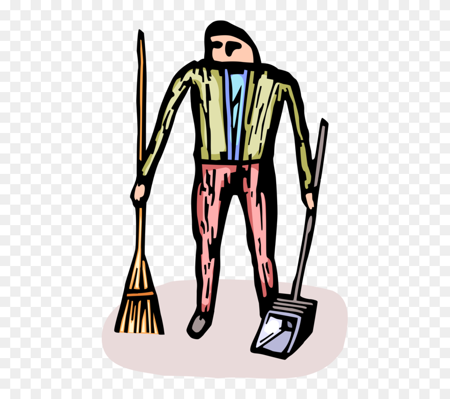 Vector Illustration Of School Janitor Custodian With - Clip Art - Png Download
