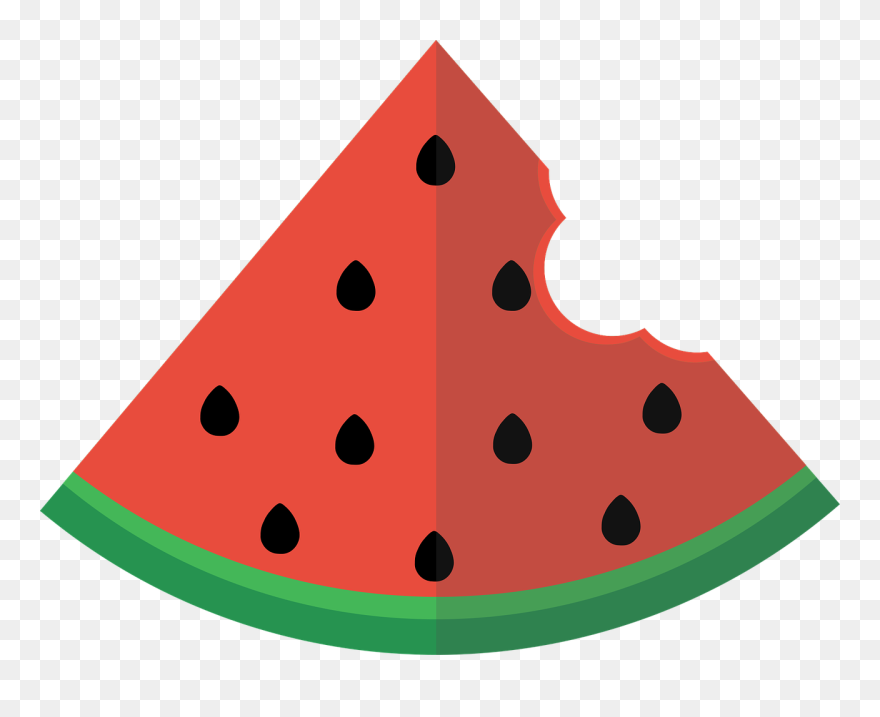 Watermelon Slice With Bite Clipart With Transparent - Watermelon Flat Png