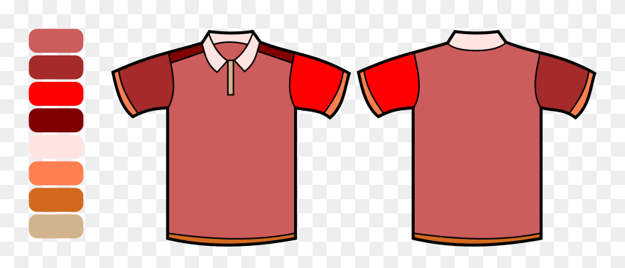 Vector Shirts Round Neck - Colored Polo Shirt Template Clipart
