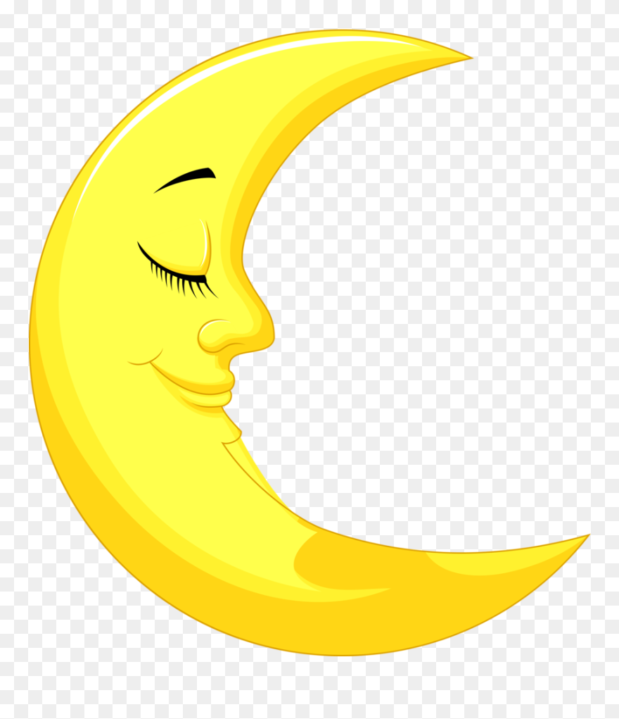Солнце, Луна, Звёзды - Yellow Moon Cartoon Clipart