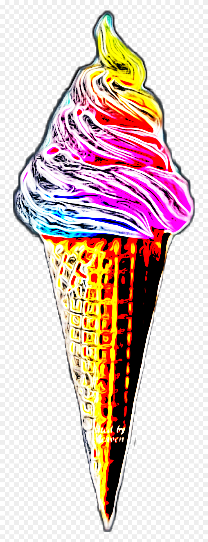 #neon #icecream #ice #cone #cream #remix #challenge - Ice Cream Cone Clipart