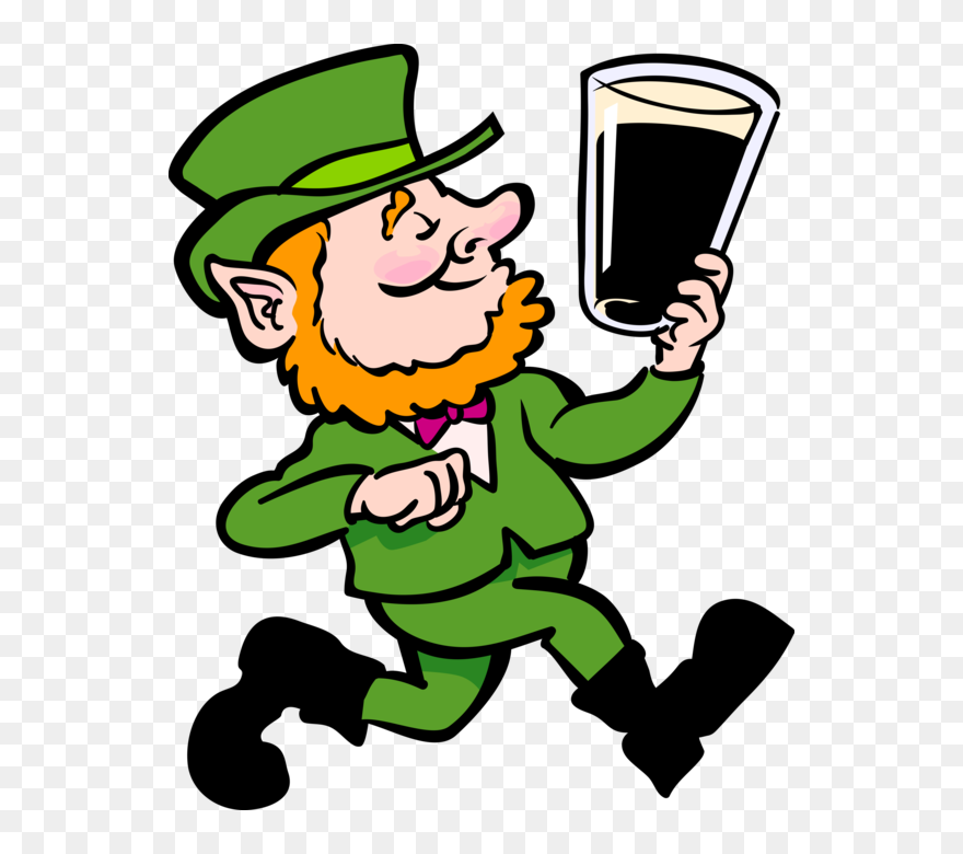 Download Transparent Guinness Beer Clipart - Leprechaun With A Pint Of