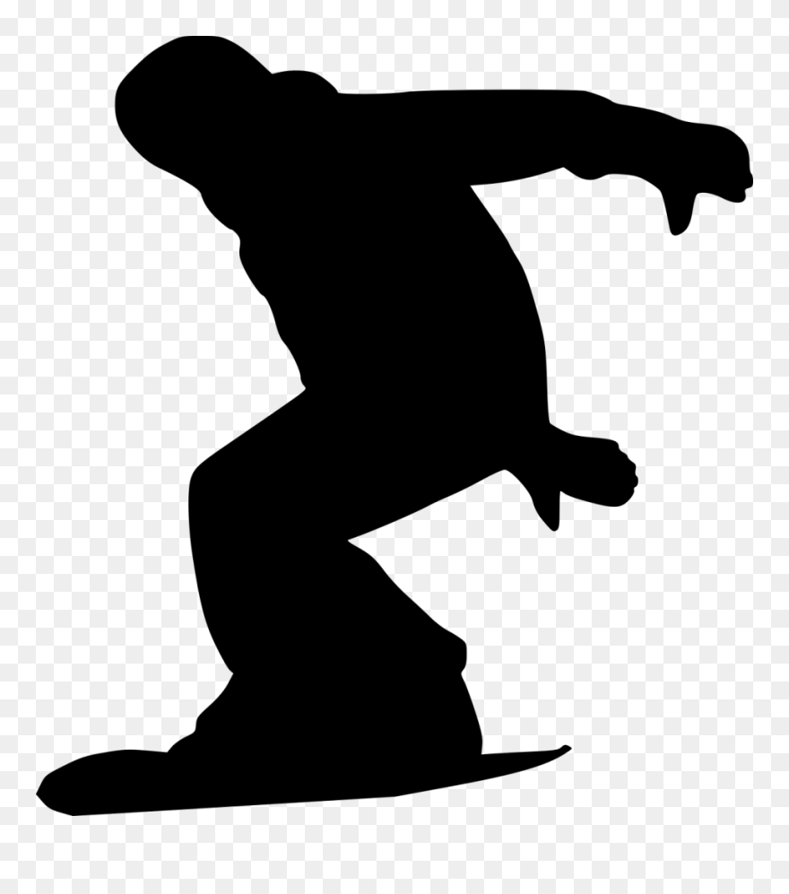 Paintbrush Clipart Silhouette - Snowboarder Silhouette Standing - Png Download