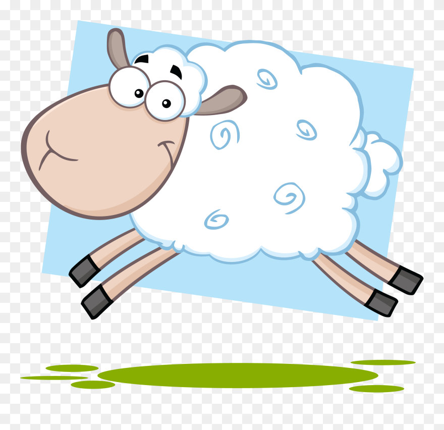 Count Sheep - Leaping Cartoon Sheep Clipart
